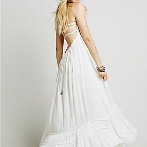 WORN ONCE. VERY RARE. Free People white linen maxi dress.